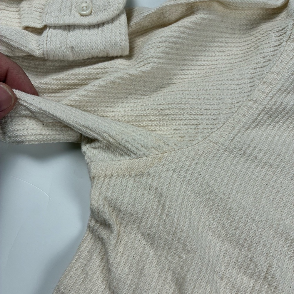 004 - TAYLOR STITCH 42 CREAM WHITE CORDUROY TWILL BUTTON LONG SLEEVE SHIRT - Picture 3 of 4